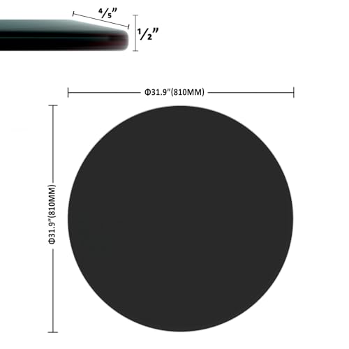 Image of Tempered Glass Round Table Top 31.9 Inch Diameter, 1 /2 inch Thick, Heavy-Duty Safety Glass Circle for Dining Table, Desk, Patio Base Replacement-Black