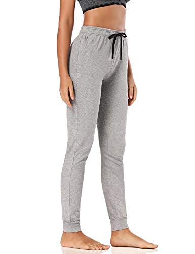 Safort 34" Inseam Regular Tall 100% Cotton Casual Workout Sweatpants With 3 Pockets, Yoga Joggers Pants, Tapered Lounge Cuff Cropped Pants, Light Grey M #TOP14