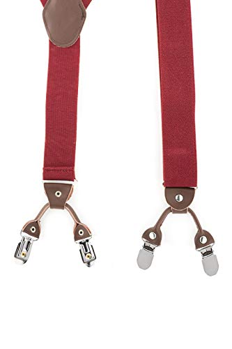 Image of The Tie Hub Suspenders for Men | Slim Clip-On Y-Back Elastic Braces | Adjustable 1.25 Inch | Formal Wedding Office