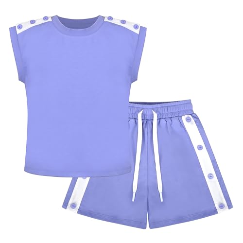 Image of Sunny Fashion Girls T-Shirt Top Short Pants Gym Active White Gray Heart