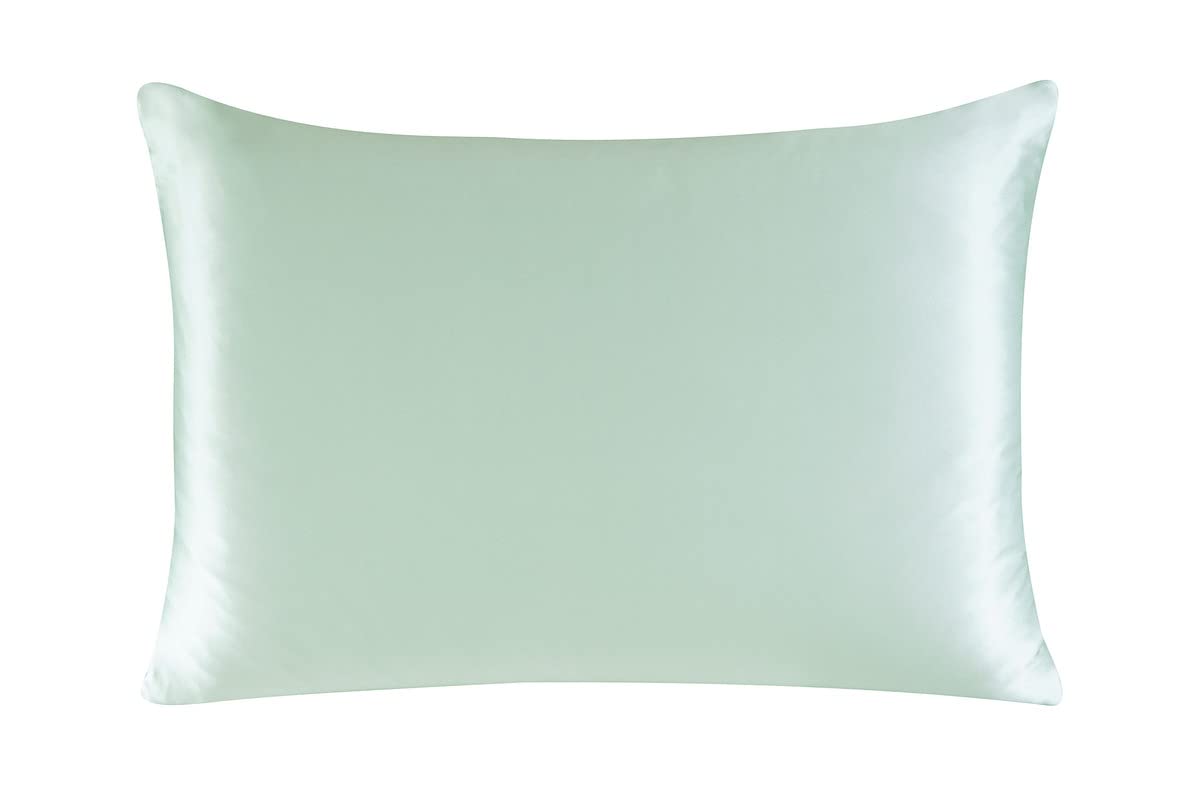 townssilk Federa seta cuscino,100% naturale seta di gelso 19momme,doppia faccia,benefica per capelli e pelle,ipoallergenica,cerniera nascosta,1 pz,50x80cm,Lightgreen