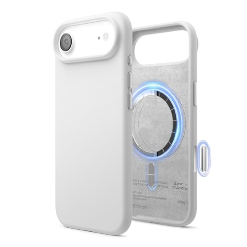 Image of elago for iPhone Air Case, Premium Magnetic Silicone Case, Compatible with MagSafe, Liquid Silicone Material, Protective Cover, Shockproof, Slim Phone, 6.5 inch (White)