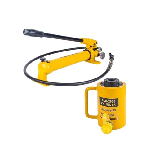 20T Hydraulic Jack with CP-700 Hand Pump, Hollow Single-Acting Cylinder, 4in Stroke, Heavy-Duty Push & Pull Tool for Automotive & Industrial Applications