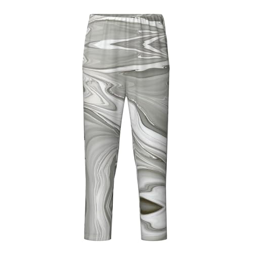 Pajama Pants Pajama Bottoms with Elastic Waistband Sleepwear Lounge Pants, White Marble