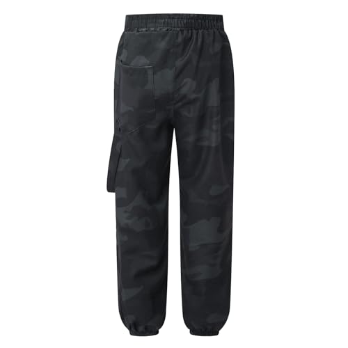 FEESHOW Kids Boys Camouflage Cargo Pants Casual Loose Fit Elastic Waistband Trousers with Pockets2