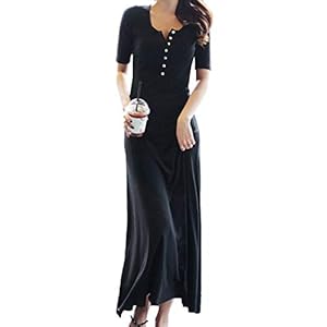 [ルル フェルテ] ワンピース ロング きれいめ 夏 秋 ボタン マキシ 無地 お洒落 タイト M ～ XL レディース