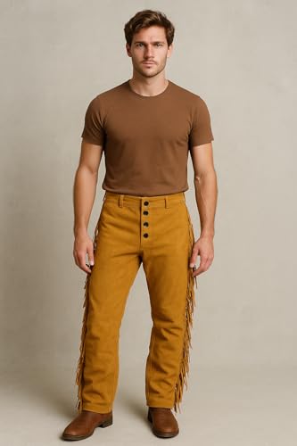 Cowboy Western Traditional Native American Pant for Men Casual Leather Pant2