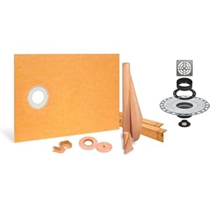 All-in-one Shower Kit: 38×60 Offset Shower Pan (Tray), 2 inch PVC flange and 4 Inch Shower Drain Cover in Classic Design with Stainless Steel Finish (KD4GRKE Grate)