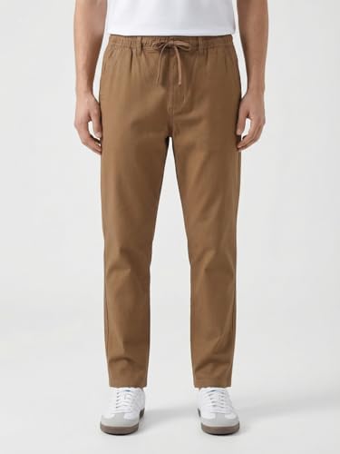 Image of Nobero Chino Pants for Men | Oversized Fit | Multiple Pockets | Elasticated Waist | Casual & Utility Wear