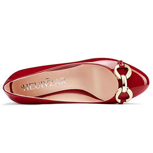 HEUIVZAR Womens Pumps Round Toe Kitten Low Heel Slip On Patent Dress Shoes Vacation Cute Shopping 1.5 Inch4