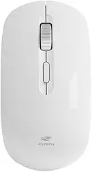 Mouse Sem Fio C3Tech M-W80WH Branco bateria Recarregável, Ergonomico, Ambidestro, Botão Scroll Metálico, 1600 DPI, Silencioso, Compatível com Windows, Linux, MacOS