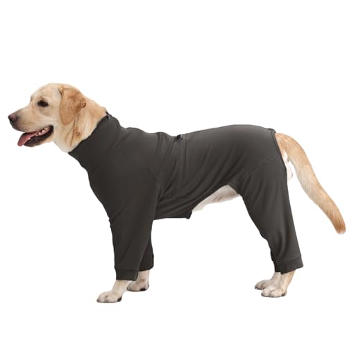 Image of Recovery Suit for Large Dogs, Adjustable Dog Onesie, Grey, 2XL