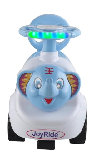 Image of JoyRide Ride on & Car for Kids with Music & Horn Steering, Push Car for Baby with Backrest,Under Seat Storage & Big Wheels, Ride on for Kids 1 to 3 Years Upto 25 Kgs (Elephant, Blue)