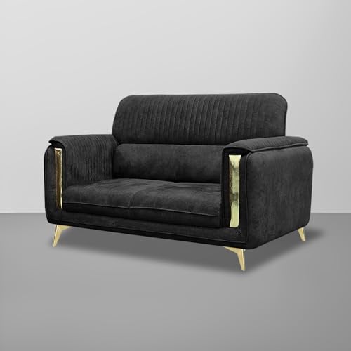 Image of Casaliving Gelio 3+2 Seater Sofa Set for Living Room (Black Colour) Premium Fabric Sofa