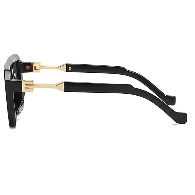 Image of Black Jones Men's Oversized Square Sunglasses| Bold Frame Design | Metal Temple Accents | Stylish Luxury Eyewear | UV Protection