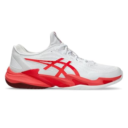 ASICS Homme Court FF 3 Novak Sneaker, Blanc/Rouge ÉLECTRIQUE, 39.5 EU