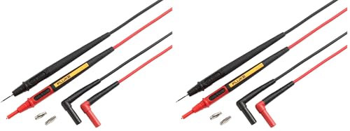 Image of Fluke TL175E TwistGuard Double Insulated Silicone Test Lead Set with Removable 4mm Lantern Tips, 2mm Diameter Probe Tips (Pack of 2)