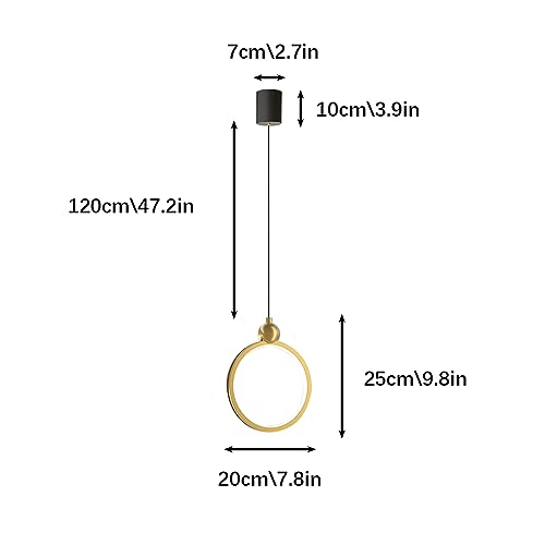 Lámpara colgante de 13W con anillo metálico dorado e iluminación LED 5