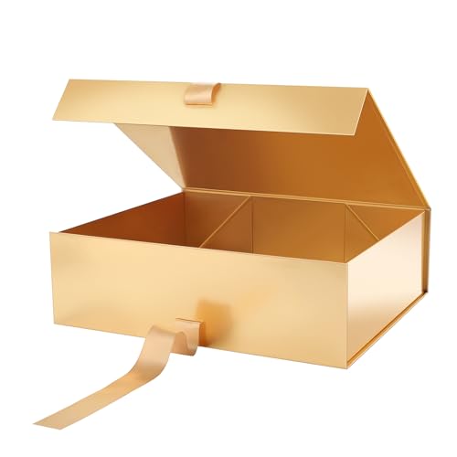 GREEN-BEAN-3-Christmas-Extra-Large-Gift-Box-with-Lid-for-Present-163x142x5-Inches-Gold-Magnetic-Gift-Box-with-Ribbon-Gift-Box-for-Clothes-and-Large-Gifts-Glossy-Gold