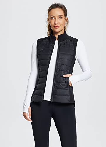 Baleaf Women's Lightweight Warm Puffer Vest Running Winter Hybrid Sleeveless Quilted Water Resistant Jacket Black M #TOP2