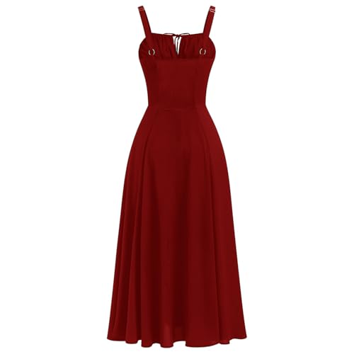 Image of GOLDSTITCH Women's Floral Midi Corset Dress Boho Flowy Slit Dresses for Women Going Out A Line Casual Sundress