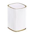 ELPHECO 3.5 Gallon (13.5 Litre) Motion Sensor Trash Can With Lid for Bathroom, Bedroom, Living Room, Office - Automatic Waterproof White With Golden Trim