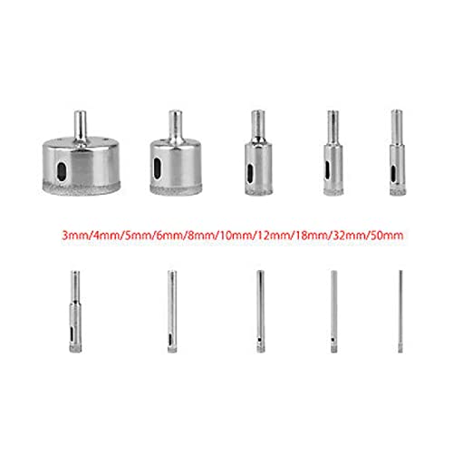 Brocas 10 piezas diamante para vidrio y mármol 3-50mm miniatura 3