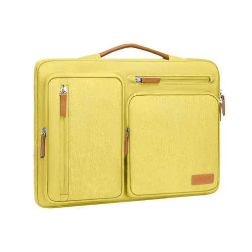 Image of MOSISO 360 Protective Laptop Case 13.3 inch, 13-13.3 inch Laptop Sleeve Compatible with MacBook Air /Pro 13 / Pro 14,HP Dell Acer ASUS,Side Open Carrying Case with 4 Zipper Pockets&Handle, Yellow