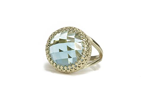 Bague en Argent Sterling Anémones et Topaze Bleue : un bijou artisanal d'exception