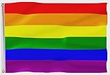 INCLUIDA LA AYUDA A LA FIJACION: Bandera colorida con dos robustos ojos de latón para izar la bandera - sopla en el asta de la bandera incluso con viento ligero
