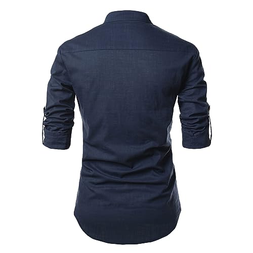Image of Men's Full Sleeve Beige Color Cotton Blend Spread Slim Fit Shirt Style Kurta for Men and Boys