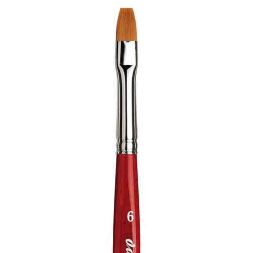 Image of da Vinci Brushes Watercolor Series 5880 Cosmotop Spin Paint Brush, Flat Synthetic with Red Handle, Size 6 (5880-06)