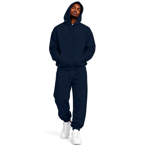 Elneeya Mens Sweatsuit Oversized Jogger Sets Fall Gym 2 Piece Sets - image 1