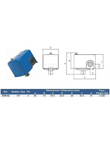 Genebre Val-ge Druckschalter 1/4 Zoll, max. bis 4 kg, Differential