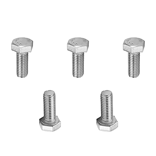 Image of MroMax 5Pcs M8-1.25 x 20mm Hex Head Screws Bolts, 316 Stainless Steel | Fully Threaded, Marine Grade A4-316, Corrosion Resistant, Silver, for Machinery & Marine Hardware, Replacement Fasteners
