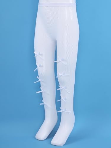 JEYPINMI Girls Bowknot Tights Fishnet Stockings Kids Solid Color Stretchy Pageant Dance Pantyhose4