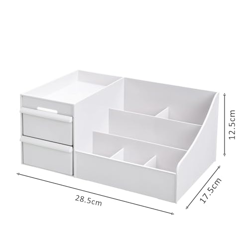 Image of zuku MakeUp Organizer Stand Desk Storage Dressing Table Organiser Cosmetic Organizer Box Skin Care Table Bathroom Organiser Makeup Storage Box Makeup Vanity with Transparent Drawer(White)