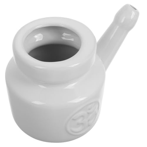 HEATSHAKING Olla De Cerámica Para Lavado Nasal Limpieza Profunda Senos Paranasales Kit De Irrigación Nasal Seguro Para Adultos y Eliminador De Mucosidad Suave y Reutilizable