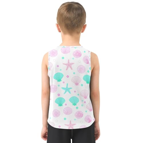 J JOYSAY Seashell Starfish Circle Boys Tank Top Sleeveless Muscle Shirts Quick Dry Kids T-Shirts 3-15T3