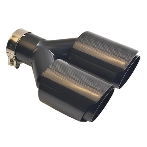 Terminal de escape doble en Y con acabado de carbono brillante y puntas de acero de 89mm