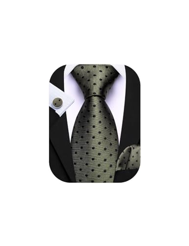 Image of Barry.Wang Ties for Men Silk Tie Sets Polka Dot Woven Necktie Pocket Square Cufflinks Business Wedding