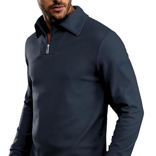 Brandsseller Herren Troyer mit Half-Zip – Leichter Baumwollpullover mit...