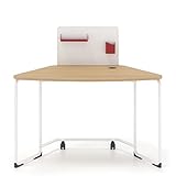 DROMEAS OFFICCINO | Bureau à Domicile 72 x 120 x 70 cm en chêne Naturel, Structure RAL 9016 avec cloison et éléments d'organisation de Bureau en Rouge