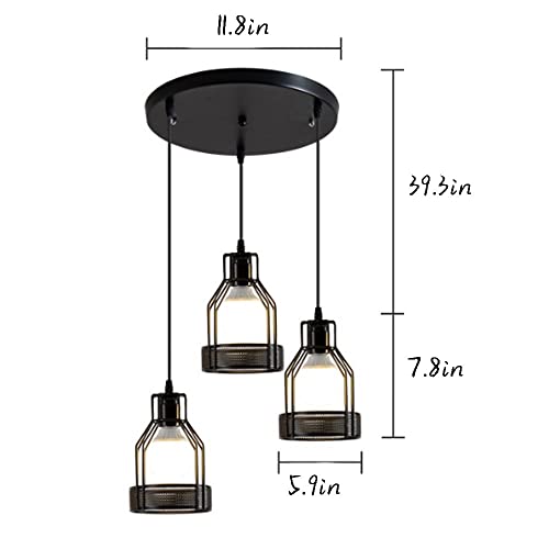 Lámpara industrial retro de un cabezal con lámpara de jaula negra colgante 8
