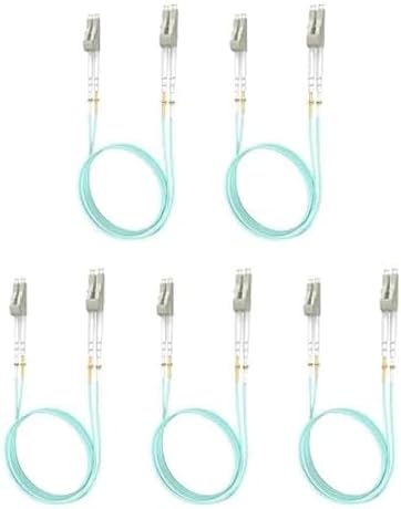 Yonwide OM3 Lc to Lc Fiber Patch Cable - 5 Pack, 1m (3ft), OM3 Multimode, 10Gb Multi Mode, Aqua MM Fiber