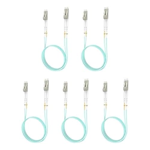 Yonwide OM3 Lc to Lc Fiber Patch Cable - 5 Pack, 1m (3ft), OM3 Multimode, 10Gb Multi Mode, Aqua MM Fiber