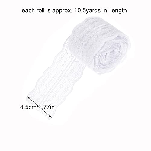 Lace Trim Ribbon 2 Roll 21 Yards Fabric Flower Floral Pattern Ribbon For Sewing Diy Crafts Scrapbooking Gift Wrapping Hair Bow Making Wedding Bridal Bouquet Shower Decorations (4.5Cm, White, Pink) #TOP1