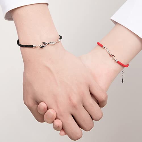 Bracelets de couple ajustables en argent contre la distance