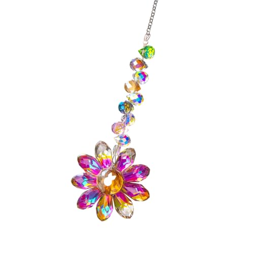 Acchiappasole in cristallo colorato con ciondolo a forma di girasole in cristallo, decorazione per la casa, il giardino e la finestra