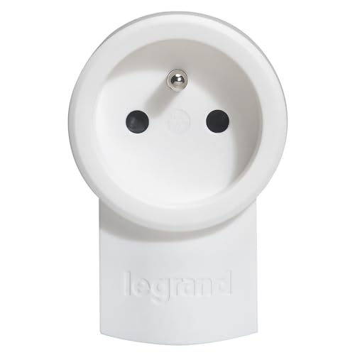 LEGRAND - Fiche Mâle Avec Terre Double Fonction - Fiche Electrique Permettant le branchement de 2 Appareils sur une Même Prise - 16A - Blanc